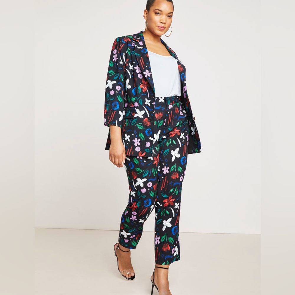 Eloquii Black Floral Full Pantsuit